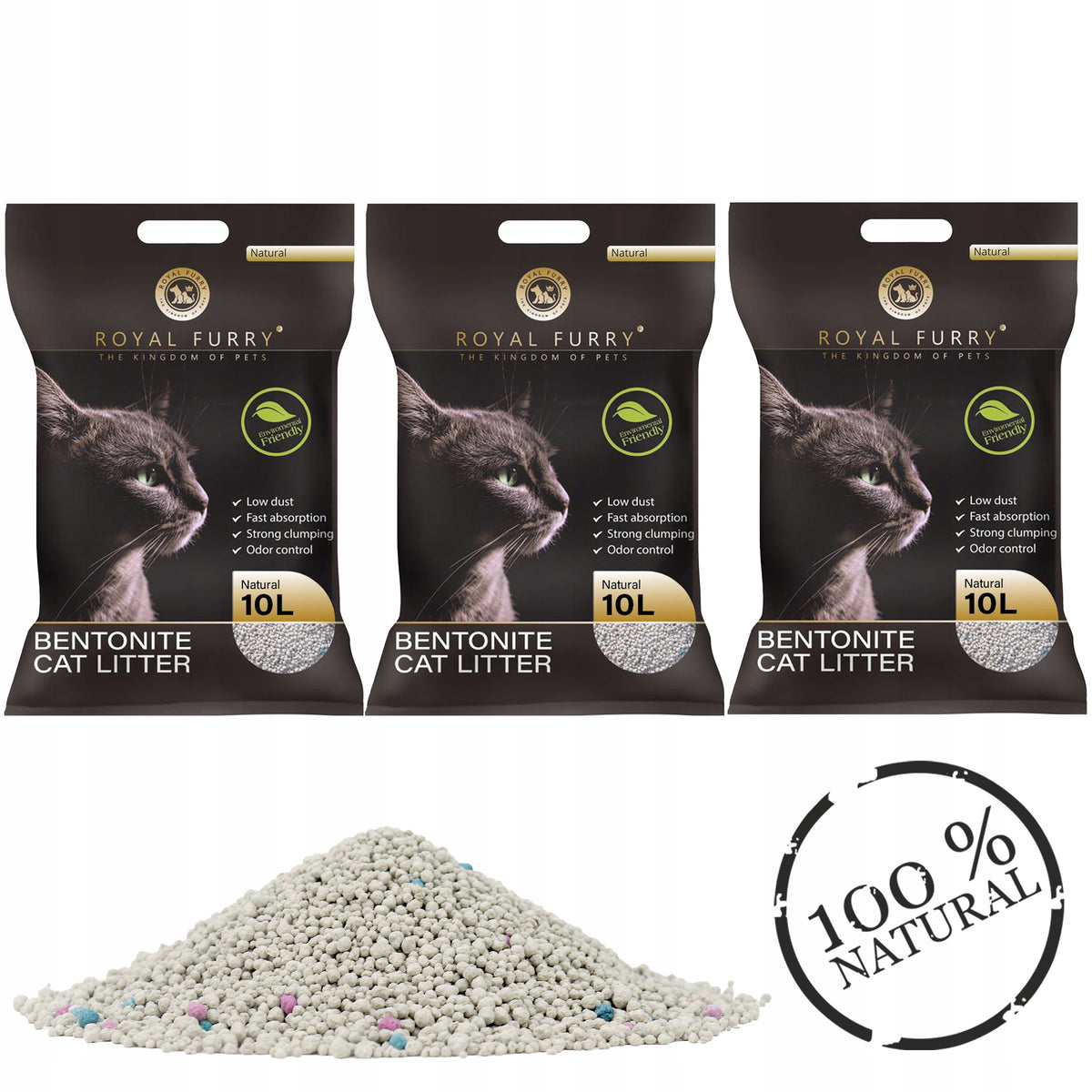 Żwirek bentonitowy bezzapachowy – 3 × 10 L
